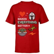 Star Wars The Mandalorian Grogu Love Makes Everything Better - Short Sleeve T-Shirt for Kids - Customized-Red