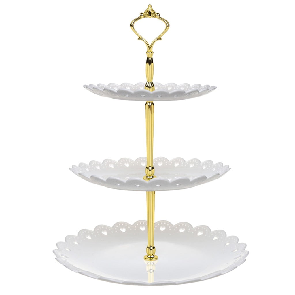 Slate 3 Tier Wedding Cake Stand Square Tiered Pastry Serving Display Plate Silvr