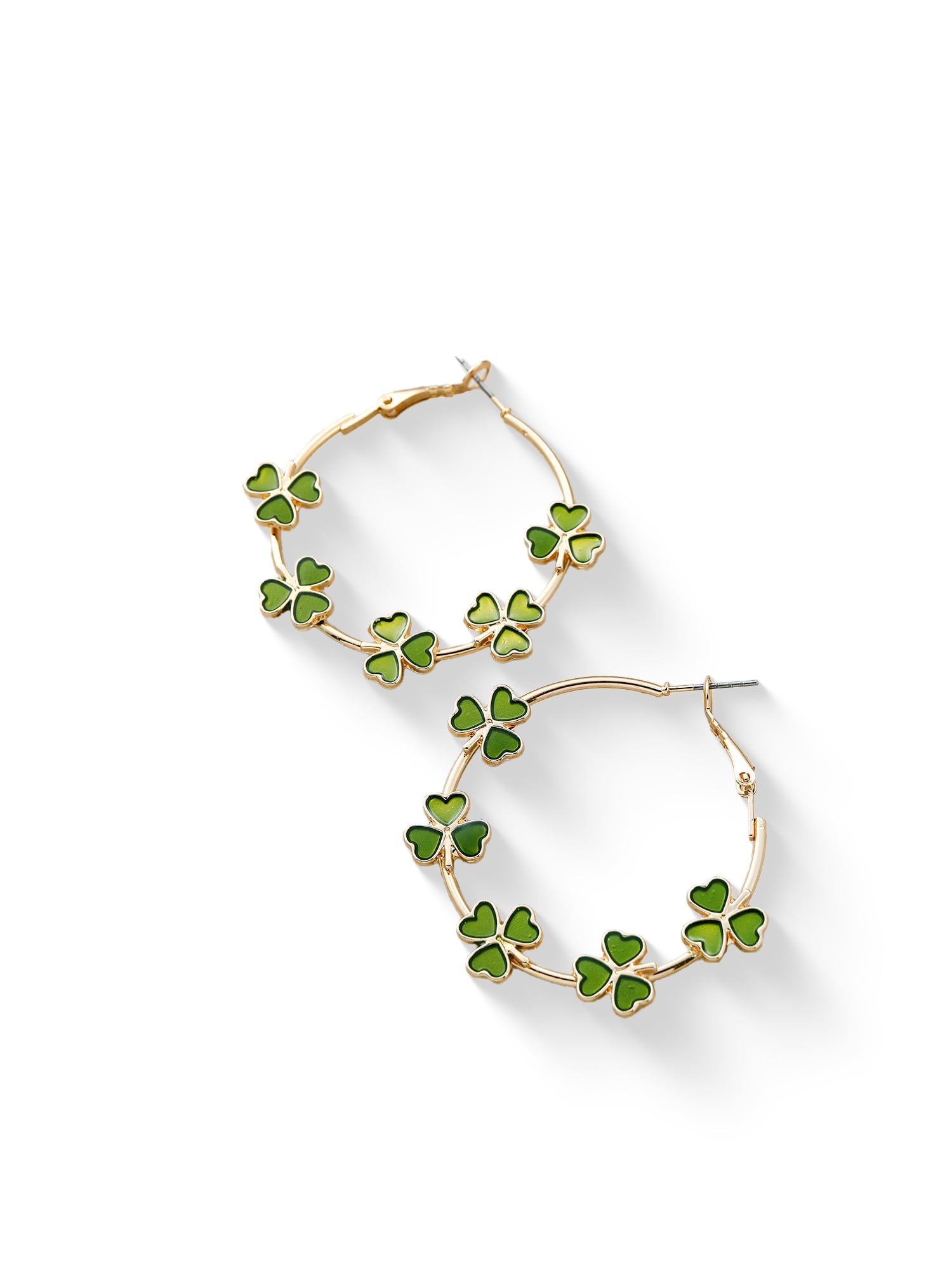 Way to Celebrate St. Patrick's Day Shamrock Hoop Earrings, 1 Pair