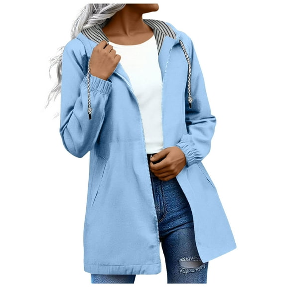 UngA Rain Jackets Women Womens Waterproof Rain jacket Lightweight Active Outdoor Raincoat Light Blue,2XL