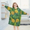 thumbnail image 5 of Dailycode Wearable Blanket Hoodie Oversized Sherpa Flannel Blankets with Pocket for 3-14 Year Old Cartoon Pineapple and Tropical Leaves, 5 of 7