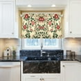 thumbnail image 6 of Wobogo Red Flowers and Green Leaves Pattern Kitchen Curtains 2 Piece Set Farmhouse Country Style Light Filtering Small Window Drapes Suitable for Bathroom Laundry Room and RV 27x36in, 6 of 9