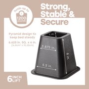 Simplify 6 inch Durable Plastic Bed Risers 4 Pack in Black, 2.75 lb