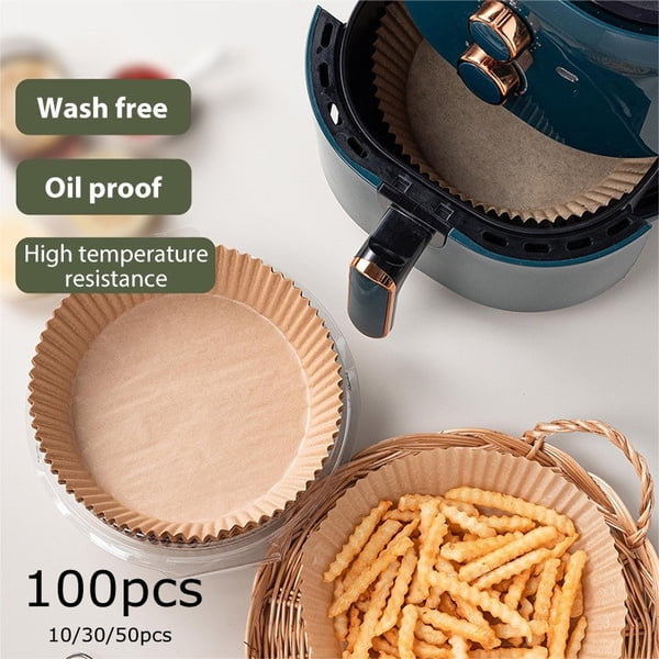 50pcs Air Fryer Parchment Paper Round Shaped Thickened High Temperature  Resistant Oil-absorbing Silicon Paper Non-stick Basket Mat Disposable  Household Product