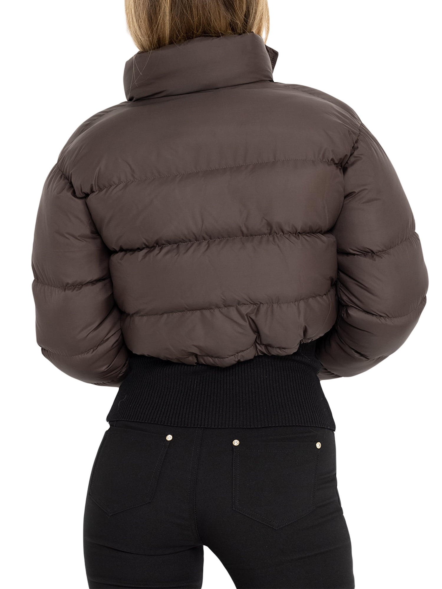 CenturyX Cropped Puffer Jacket for Women Casual Long Sleeve