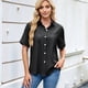 thumbnail image 5 of Camisa Informal de Corta con Botones para Mujer, Blusa de Trabajo con Cuello y Bolsillo Negro S, 5 of 9