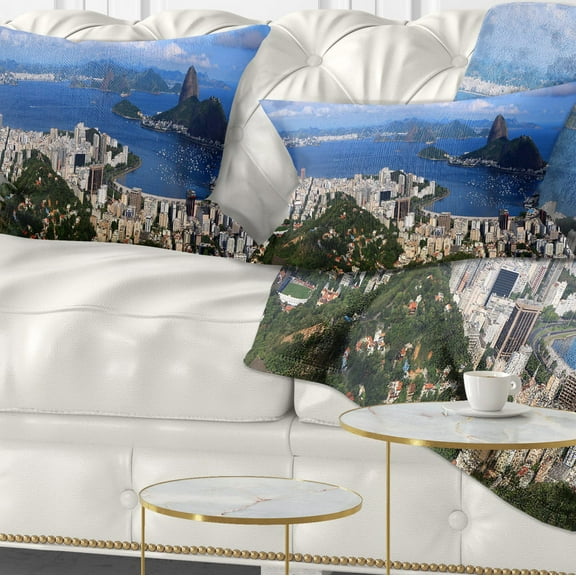 Designart Rio De Janeiro Panorama - Landscape Printed Throw Pillow - 12x20