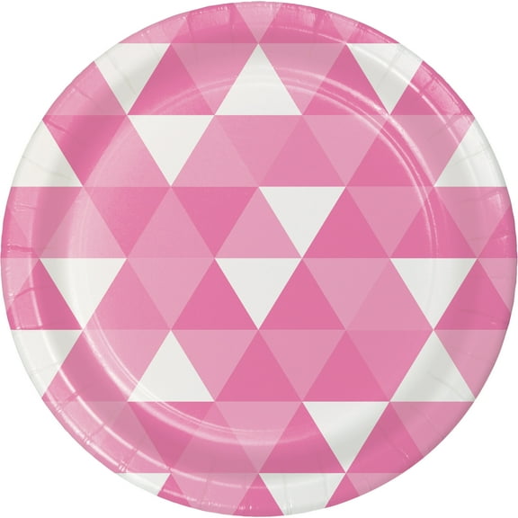 Candy Pink Fractal Dessert Plates, 8 pk