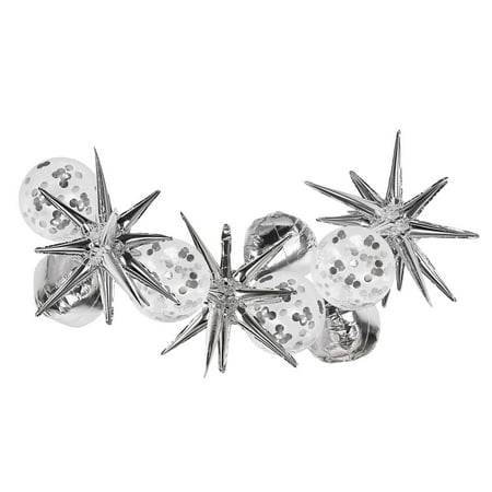 Packed Party "Shining In Silver" Silver Mylar and Confetti Balloon Mixed Balloon Pack, 10 Balloons
