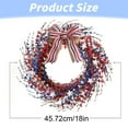 thumbnail image 3 of Clearance! Idyllic 18 Inch Patriotic Red White Blue Berries Leaves Wreath for Front Door Memorial Day Burlap Bow Wreath for Home Decor Independence Day Forth of July Wreath for Indoor and O, 3 of 8
