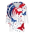 thumbnail image 5 of Xdegoge 4th Of July Tops for Women Patriotic Shirts USA American Flag Tropical Floral Print V Neck Three Quarter Sleeve Casual Loose Fit Summer Holiday Graphic Tees, 5 of 7