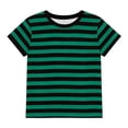 thumbnail image 6 of XEGLSBU Shirts for Girls Baggy Striped Print Short Sleeve for Girls and Boys Casual Kids Tees and Shirts Soft Blend Daily Wear Green Size 8-9 Years, 6 of 6