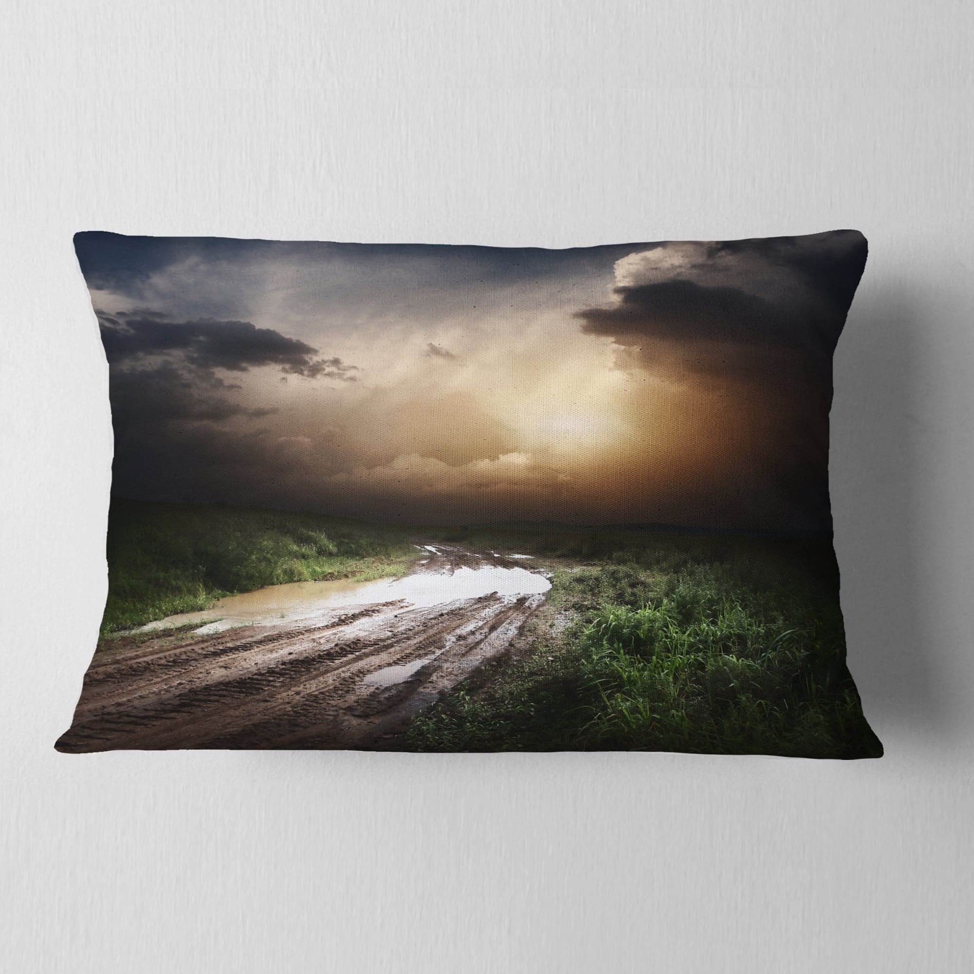 Designart 12" x 20" Green Polyester Throw Pillow