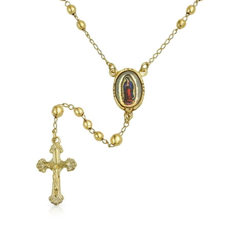 Porcelain Vintage Necklace - Vintage Style Gold Filled Rosary Bead Virgin Mary Necklace