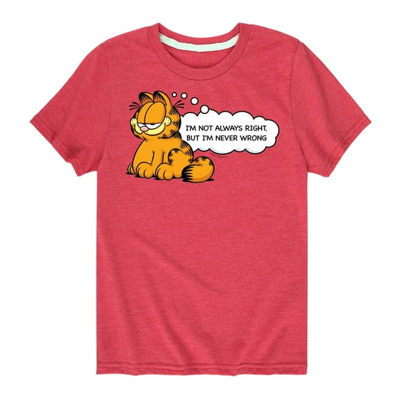 Garfield - Not Always Right - Toddler And Youth Short Sleeve Graphic T-Shirt