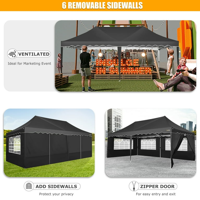 COBIZI Canopy Tent 10 X20 Pop up Hollow Tent with 6 Removable Side Walls Outdoor Event Party Canopy Instant Portable Suitable for