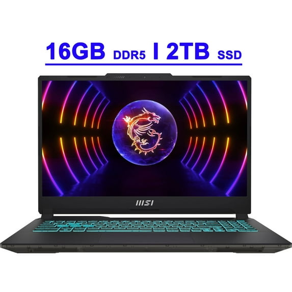 MSI Cyborg 15 Premium Gaming Laptop 15.6" FHD IPS 144Hz Display 12th Generation Intel 10-core i7-12650H Processor 16GB DDR5 2TB SSD GeForce RTX 4060 8GB Graphics Backlit Keyboard USB-C Win11 Black