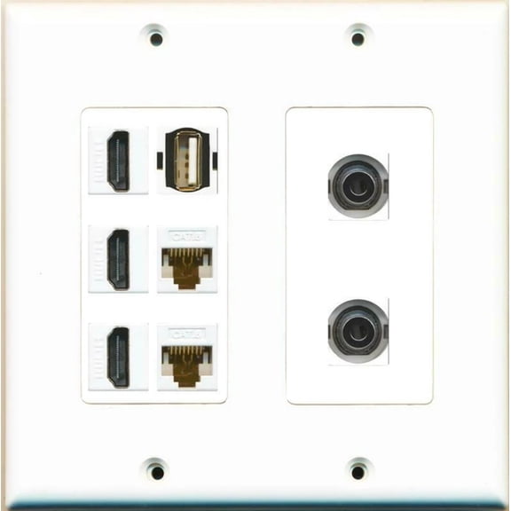 Ultra Spec Cables 3 HDMI USB A-A 2 Cat6 2 3.5mm Wall Plate