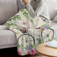 thumbnail image 3 of Farmhouse Spring Blanket Soft Cozy Warm Throw Blanket for Couch, Plush Fuzzy Flannel Fleece Blankets for Sofa, Retro Bicycles Flowers Vines Butterfly Bed Blankets Lightweight Gifts for Women, 50"x60", 3 of 9