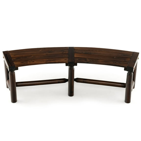 Barara King Outdoor Curved Backless Porch Bench, Patio Curved Bench for Round Table Spacious and Slatted Seat
