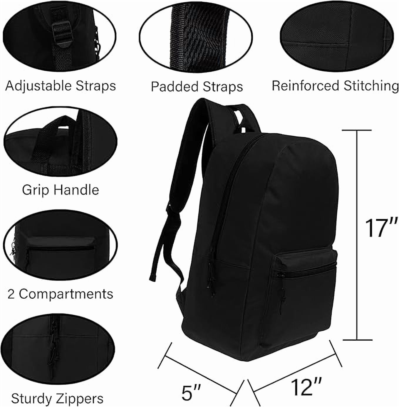 24 Pack - 17 Inch Basic Bulk Backpacks in Assorted Colors - Wholesale Case Pack of Bookbags