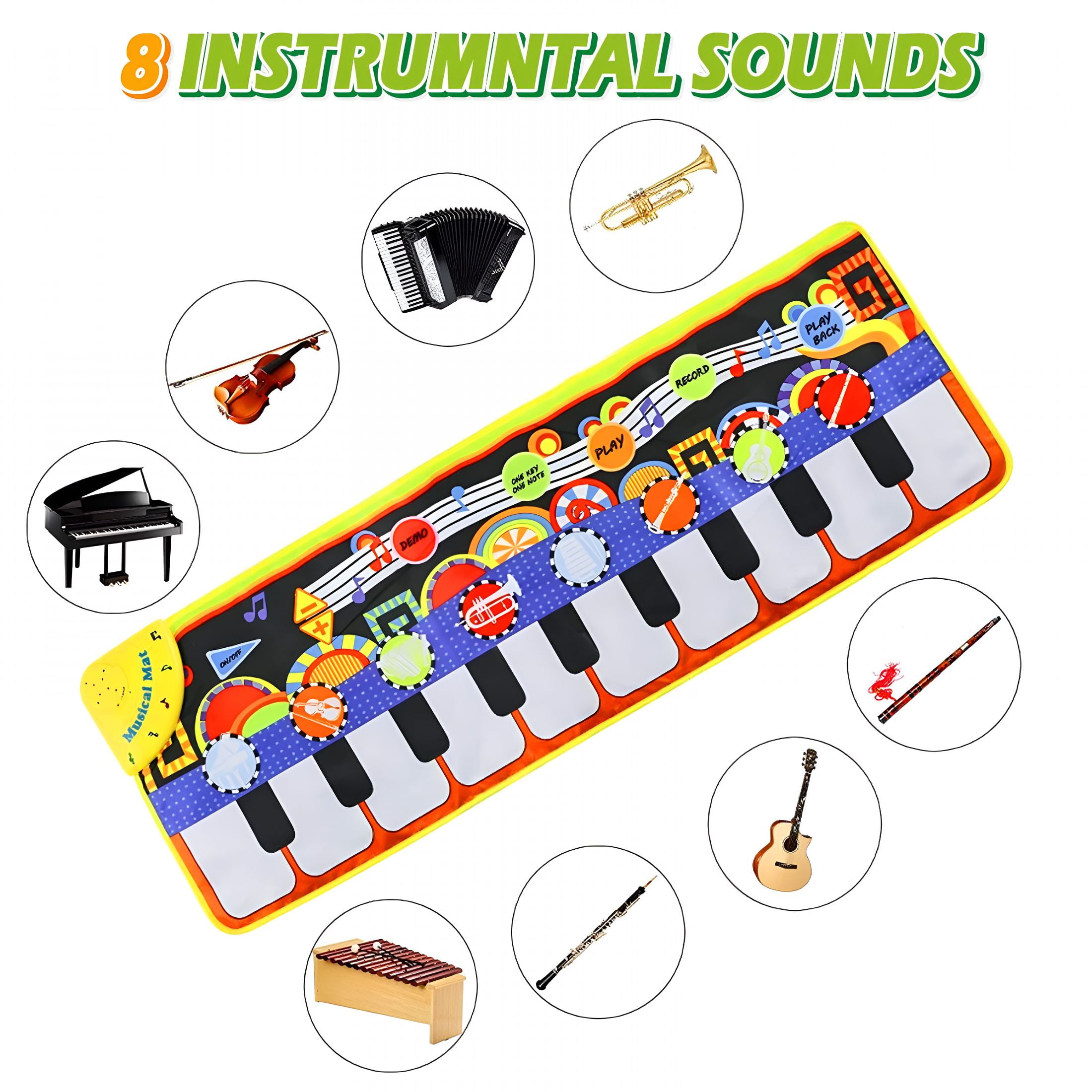 BESTSKY 2026 New Musical Piano Mat for Toddlers,25 Music Sounds Floor Piano Keyboard Mat,Touch Playmat Educational Toys for Babies and Kids 1-3 Years Old