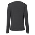 thumbnail image 5 of Womens T Shirts Spring Summer Casual Basic Tees Fashion Loose Long Sleeve V-Neck Striped Top, 5 of 8