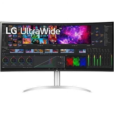LG - 40” IPS LED Curved UltraWide WHUD 71Hz Monitor with HDR (HDMI, DisplayPort, USB) - Silver/White