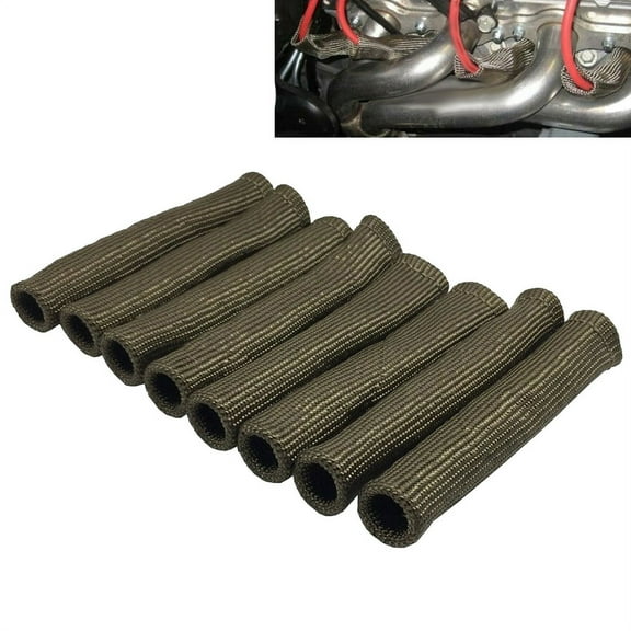 8Pcs 2500° for Spark Plug Wire Boots Protector Sleeve Heat Shield Cover for LS1/ Titanium