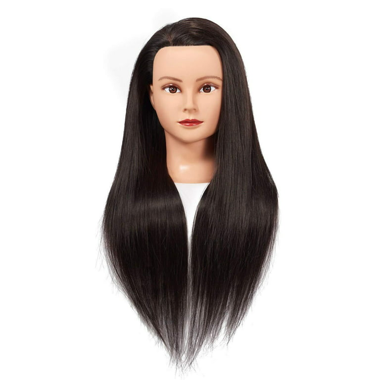 Mannequin Head with 80% Real Hair, Doll Head for Hair Styling, Cenoz 26  Manikin Head Hair Practice Cosmetology Hair Training Braiding Heads with