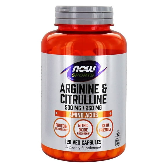 NOW Foods - MAINTENANT Arginine Sportive 500mg & Citrulline 250mg - 120 Capsule(S) Végétale(S)