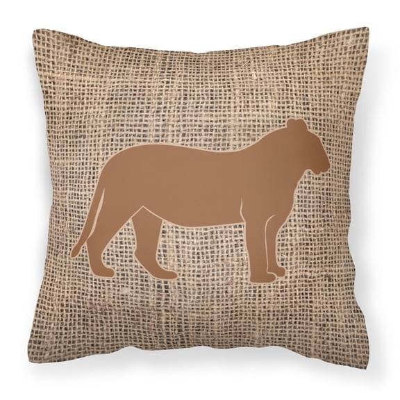 Carolines Treasures BB1010-BL-BN-PW1414 Tiger Burlap and Brown Canvas Fabric Decorative Pillow BB1010 14Hx14W