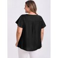 thumbnail image 3 of DARING DIVA Women's Plus Crew Neck Ruffle Casual Blouse 1X Black, 3 of 5