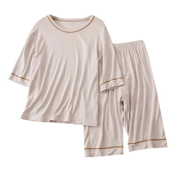 LYHaoo Lounge Sets Nightwear Boys Sleepwear Pajama Set Summer Kids Comfortable Fabric Short Sleeve Homewear Loungewear For Children Soft Breathable Outfit 3-4 Years(Brown)