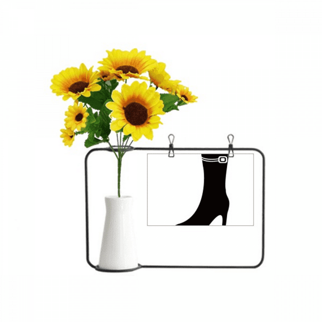 Simple Graphics Black High Heels Outline Artificial Sunflower Vases Bottle Blessing Card