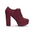 thumbnail image 3 of BLISSFUL STEP Women's Platform Block Heel Lace Up Booties Burgundy 9, 3 of 8