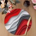thumbnail image 3 of Red Grey Ombre Round 15 Inch Placemats Set of 4, Abstract Moire Art Geometric Modern HeatResistant Non Slip Place Mats for Dining Table, Wipeable Braided Kitchen Table Mats for Housewarming, 3 of 9