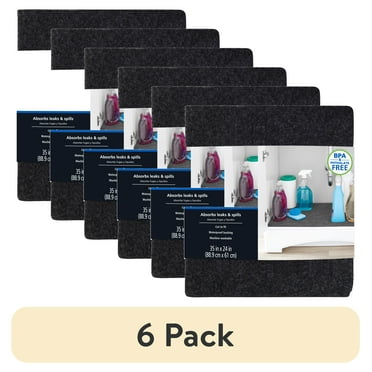(6 pack) Mainstays Under the Sink Mat, Waterproof Shelf Liner and Cabinet Drawer Liner; Large - 35"X24"; Cut to fit