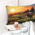 thumbnail image 4 of Goofa Oil Painting Style Pasture Cow Print Plush Throw Pillow Case, Soft Velvet with Hidden Zipper, Decorative Cushion Cover for Sofa, Bed, Car, and Home Décor-20"x30", 4 of 5