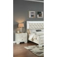 thumbnail image 2 of Glam 4pc Queen Size LED Panel Bed Set Cream Faux Leather Nightstand Dresser Master Bedroom Furniture, 2 of 9