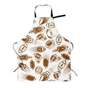 TEQUAN Adjustable Waterproof Apron with Pockets, Retro American Football Balls Printed Cooking Kitchen Aprons