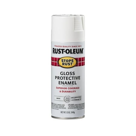 White, Rust-Oleum Stops Rust Gloss Protective Enamel Spray Paint-7792830, 12 oz