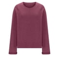 thumbnail image 3 of mihongmao Oversized Tshirts for Women Women's Fashion Round Neck Long Sleeve Shirts Solid Color Basic Tops Tees Blouses,Tops for Women Wine L, 3 of 7