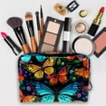 thumbnail image 3 of Flower ButterflyMakeup Pouch Bag with Zipper, Printed Design - Ideal for Ladies and Girls Travel - Cosmetic Storage Organizer - Zipper Pouch for Makeup Tools - Travel Security Pouch - PVC Material, 3 of 6