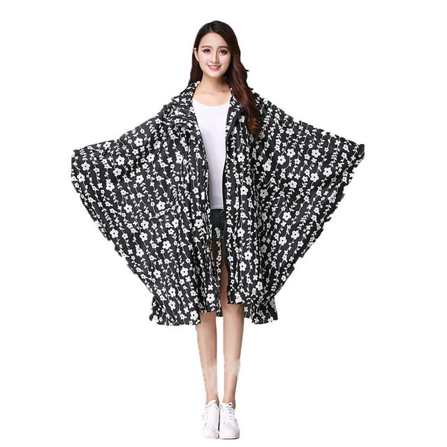 Élégant Capuche Femmes Imperméable Extérieur Long Poncho Imperméable Imperméable à l'Eau