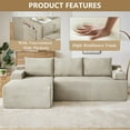 thumbnail image 6 of Aukfa 95" Cloud Sectional Sofa Boneless Couch Modular Sofa Bed for Living Room, 2 Side Pockets, Left Chiase, Camel, 6 of 9