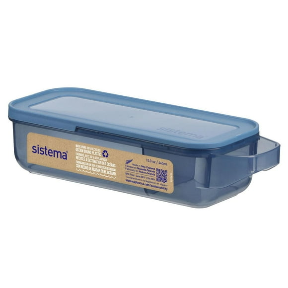 Sistema Ocean Bound Slide 'n Snack Food Storage Container, BPA-Free, 445 mL (1.9 cup)