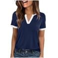 thumbnail image 2 of Ytndtr Womens Short Sleeve T-Shirts Summer Tops Casual Soft Tunic V Neck Basic Workout Clothes Spring Fashion Outfits, 2 of 7