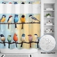 thumbnail image 2 of No Hook Shower Curtain, Spring Bird Shower Curtains for Bathroom with See Through Top Window, Blue Yellow Colorful Animal Oil Painting Waterproof & Washable Bath Curtain 66"x72", 2 of 9
