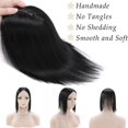 thumbnail image 2 of MY-LADY Woman 100% Remy Real Topper Human Hair Hair Extensions Natural Daily Hair Wigs Straight Hair Piece #01 Jet Black 10inch, 2 of 8